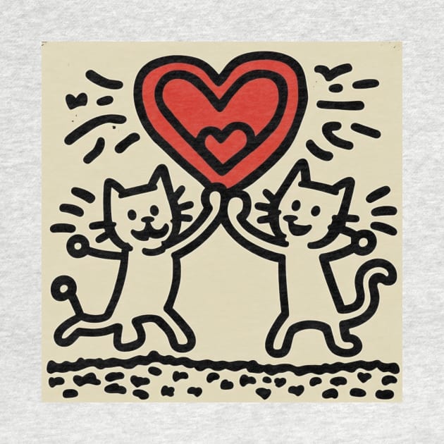 Funny Keith Haring, cats lover by Art ucef